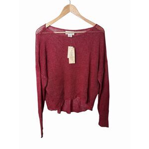Denim & Supply Ralph Lauren Burgundy Open Knit 100% Linen Sweater Size Large NWT